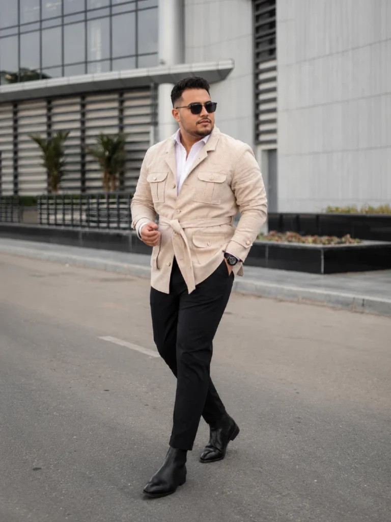 10. Belted Safari Jacket With City Boots