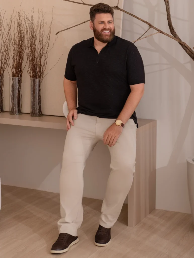 11. Black Polo With Cream Chinos