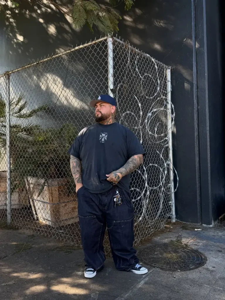 11. Oversized Black Tee With Baggy Denim
