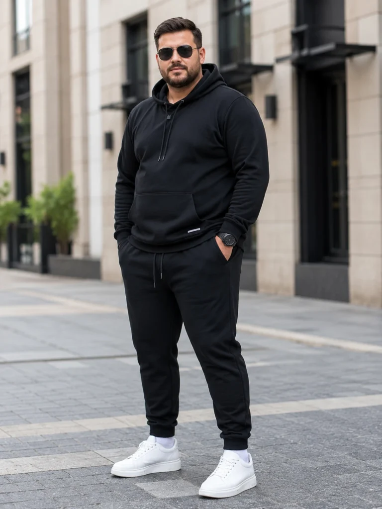 13. Black Hoodie Set With White Sneakers