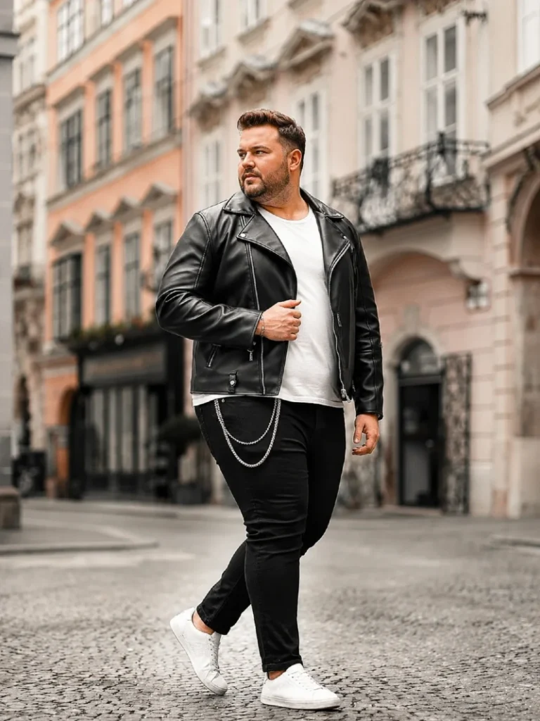 14. Classic Moto Jacket With White Tee and White Sneakers