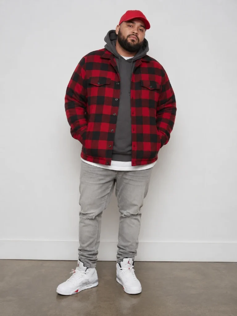 15. Red Buffalo Plaid Flannel With Gray Hoodie