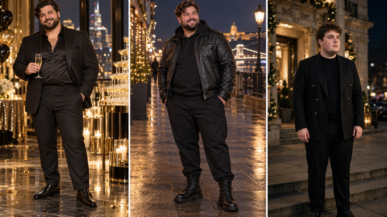 17 All Black New Years Outfits for Plus Size Men That Do More Than Hide