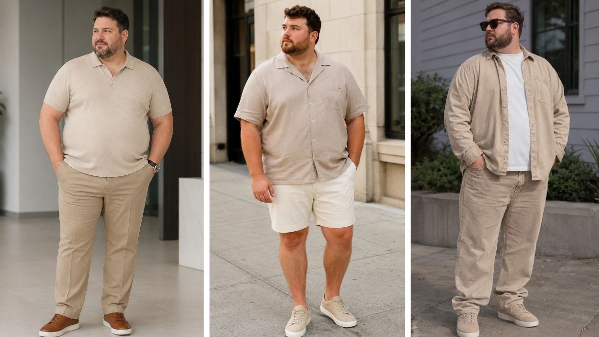 17 Beige Outfit Ideas for Plus Size Men That Hit the Soft Aesthetic