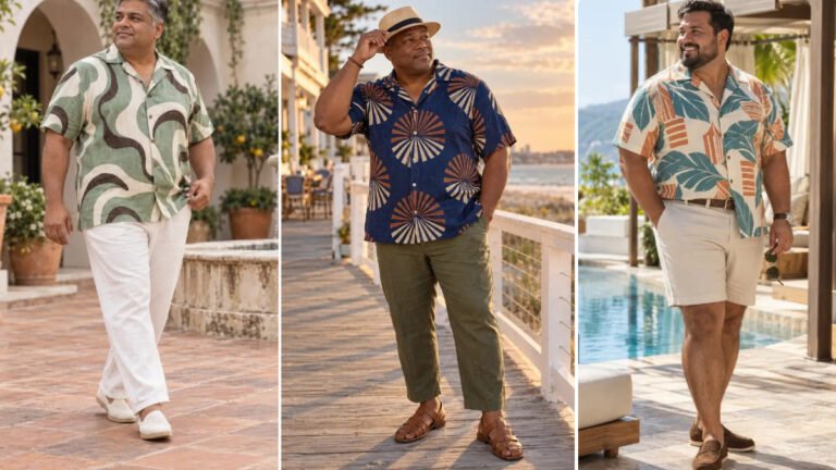 17 Cabana Shirt Outfits for Plus Size Men That Drape Instead of Cling