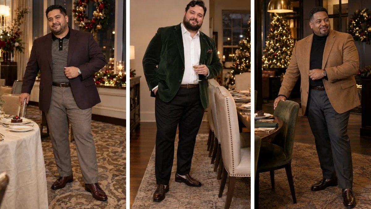 17 Christmas Dinner Outfits for Plus Size Men That Look Sharp Through Dessert