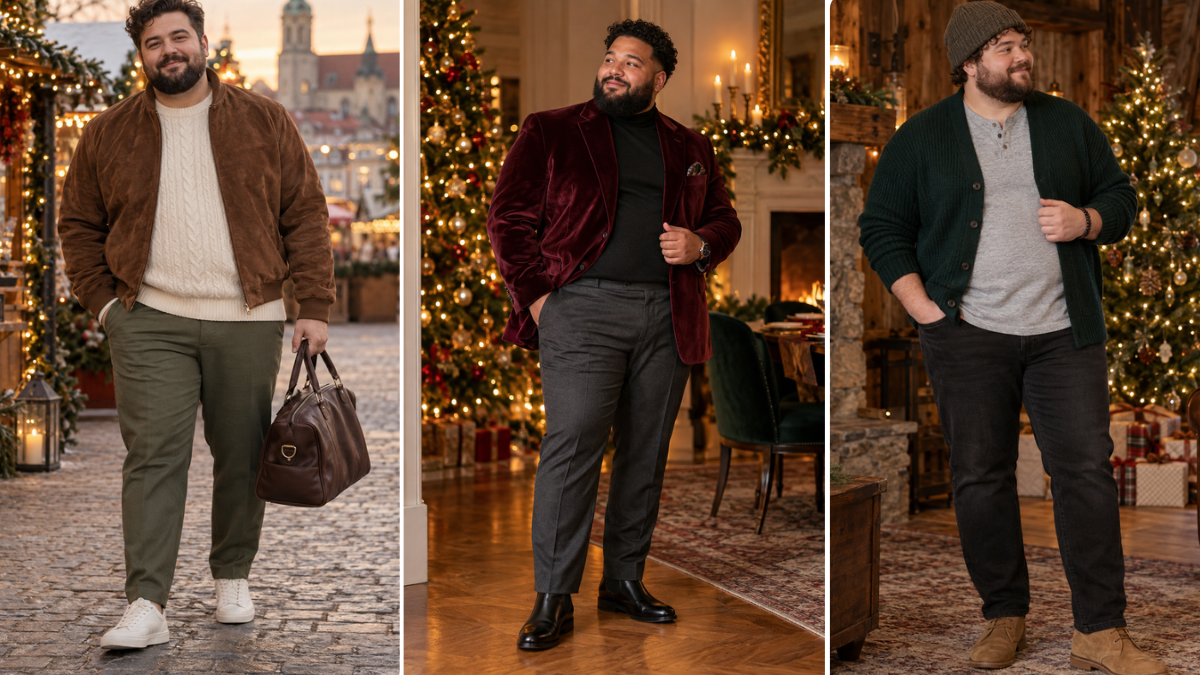 17 Christmas Eve Outfits for Plus Size Men That Work for Church and the Couch