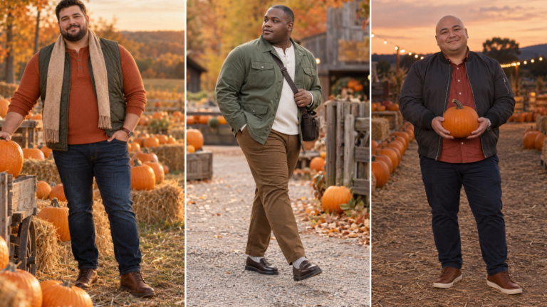 Pumpkin Patch Outfits for Plus Size Men That Photograph Well
