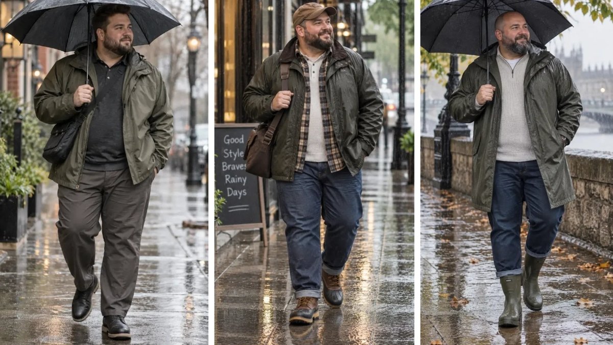 17 Rainy Day Outfits for Plus Size Men That Do Not Cling When Wet