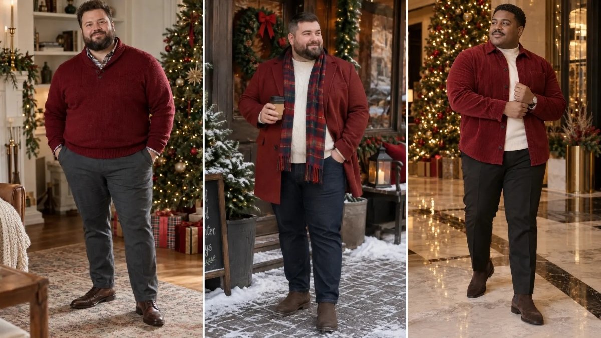 17 Red Christmas Outfits for Plus Size Men That Read Festive Not Loud