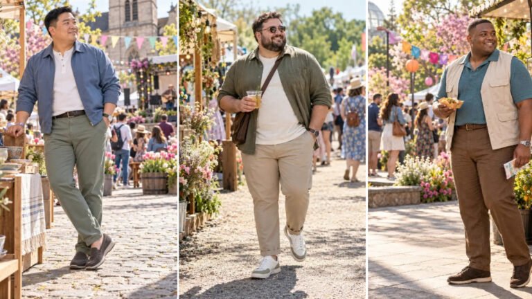 17 Spring Festival Outfits for Plus Size Men That Survive a Full Day Standing