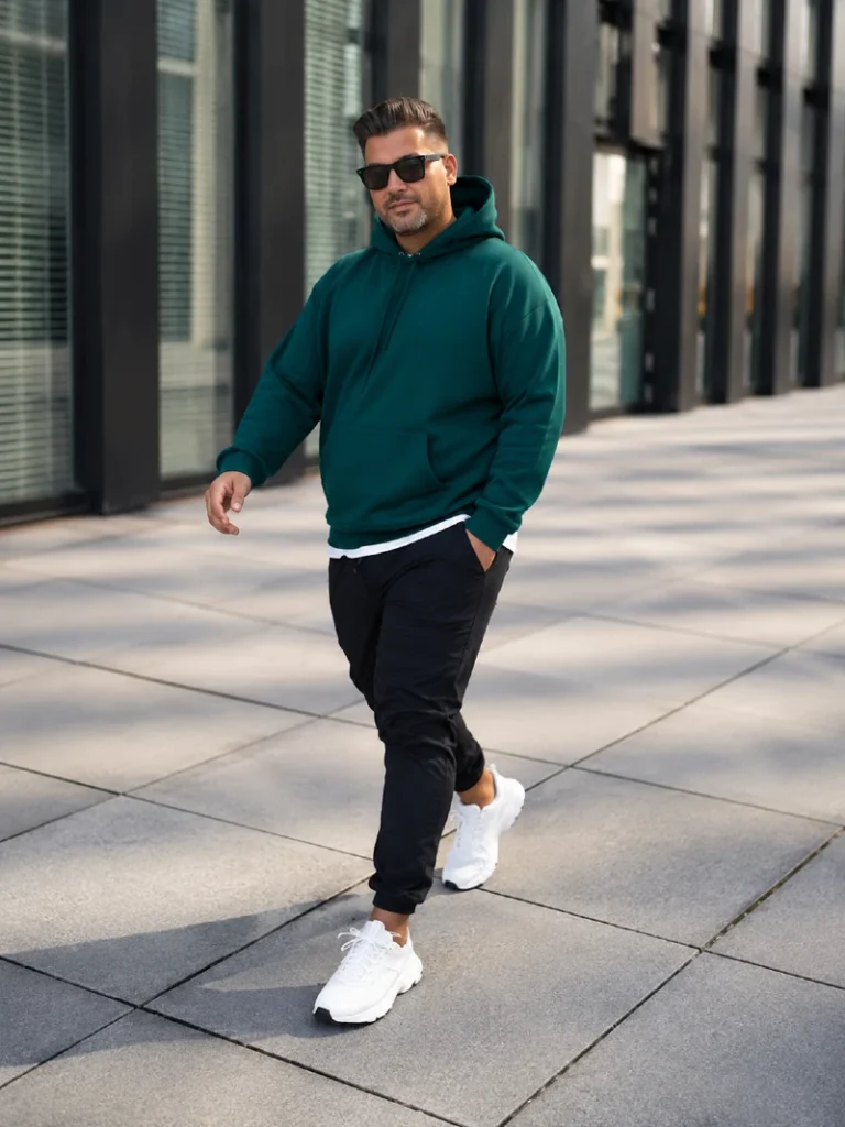 17. Deep Teal Hoodie With Black Joggers