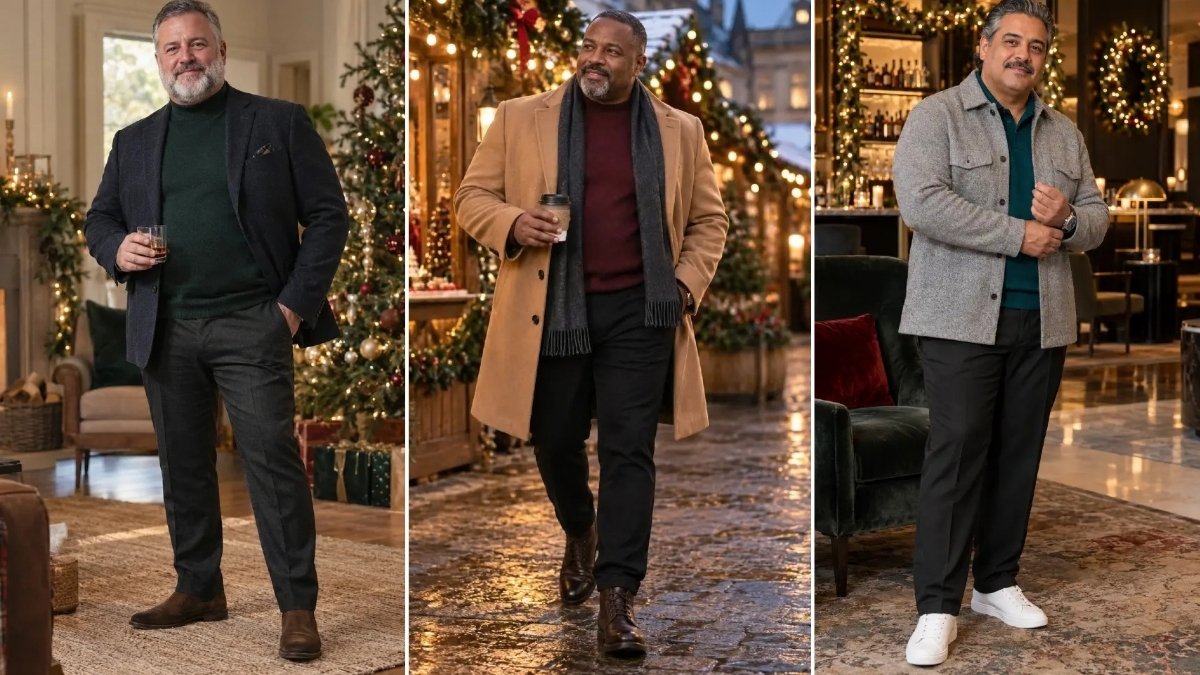 18 Christmas Outfits for Plus Size Men Over 40 That Look Current Not Dated