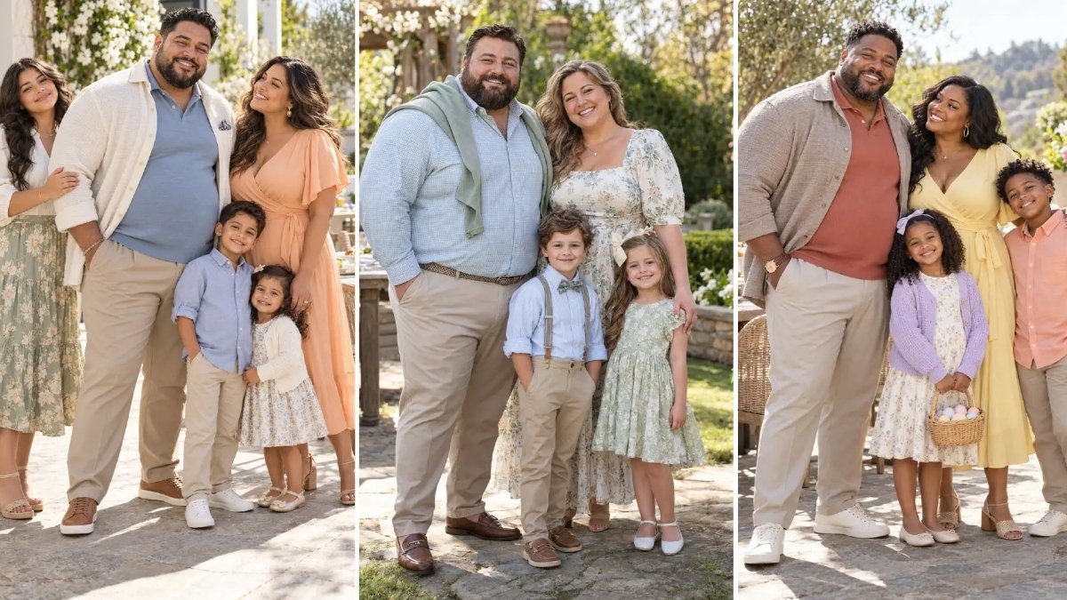 18 Easter Family Photo Outfits for Plus Size Men That Coordinate Without Matching