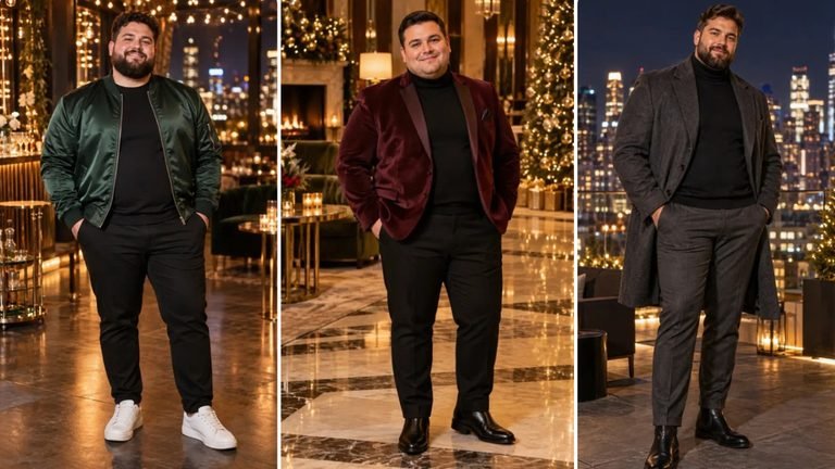 18 New Years Eve Outfits for Plus Size Men Staying In But Still Getting Photos