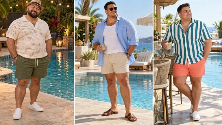 18 Pool Party Outfits for Plus Size Men Who Would Rather Keep the Shirt On