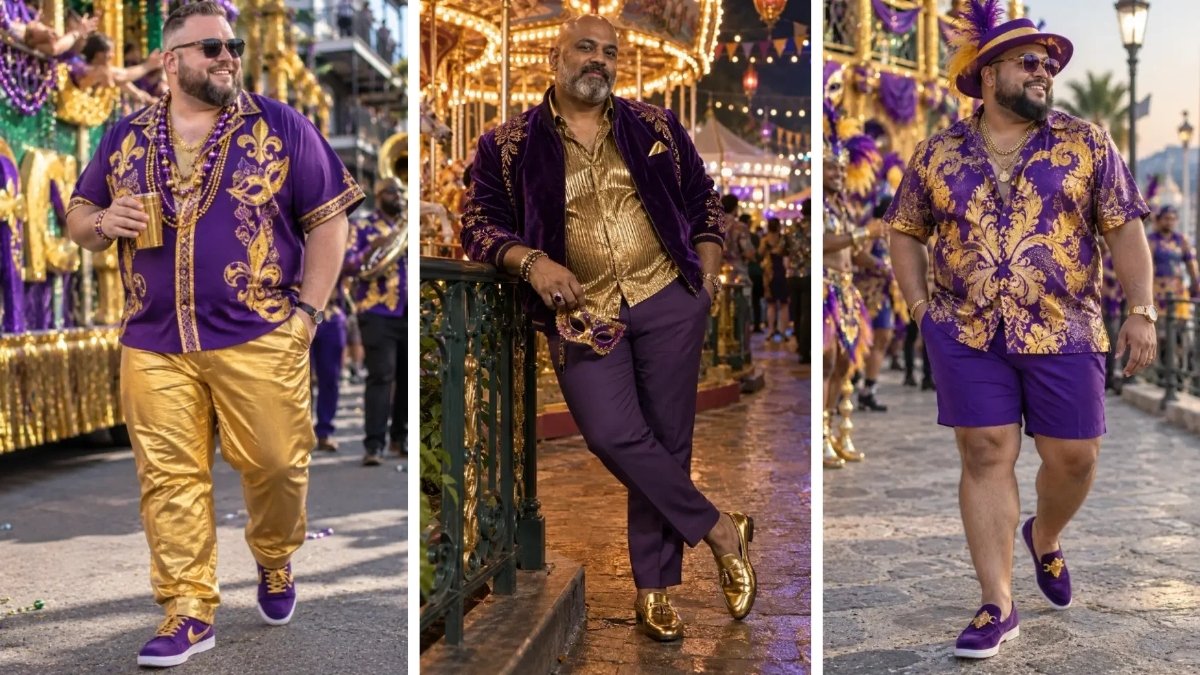 18 Purple and Gold Outfit Ideas for Plus Size Men During Carnival Season