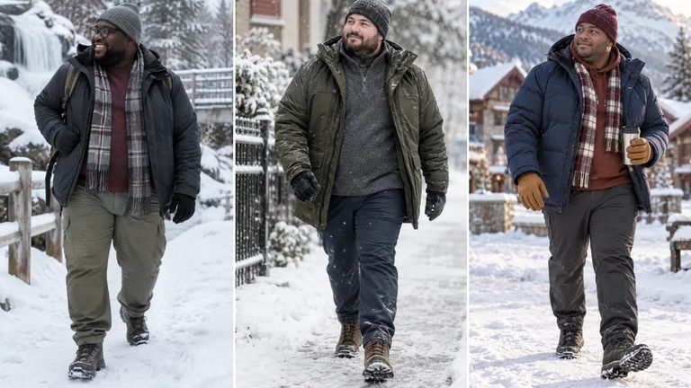 18 Snow Day Outfits for Plus Size Men That Keep You Dry and Moving