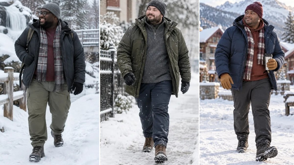 18 Snow Day Outfits for Plus Size Men That Keep You Dry and Moving