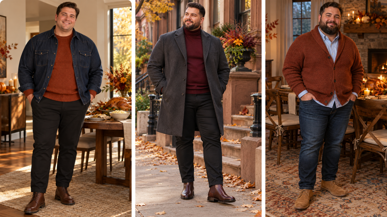 18 Thanksgiving Outfits for Plus Size Men That Look Sharp and Let You Eat