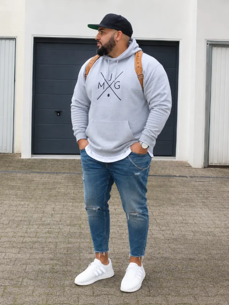 18. Gray Logo Hoodie With Cropped Jeans