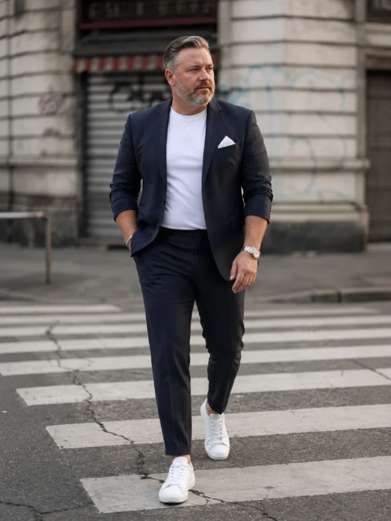 18. Navy Blazer With White T-Shirt