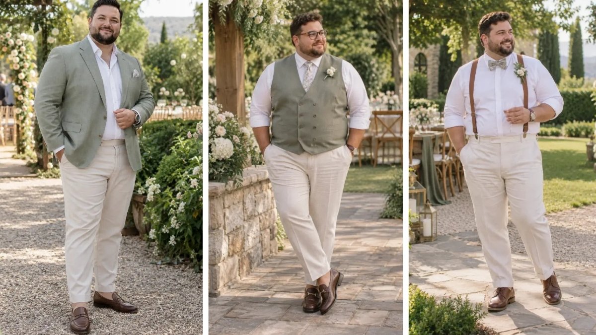19 Garden Wedding Outfits for Plus Size Men That Look Light Not Loud