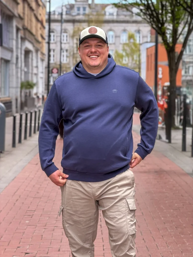 2. Navy Hoodie With Cargo Pants