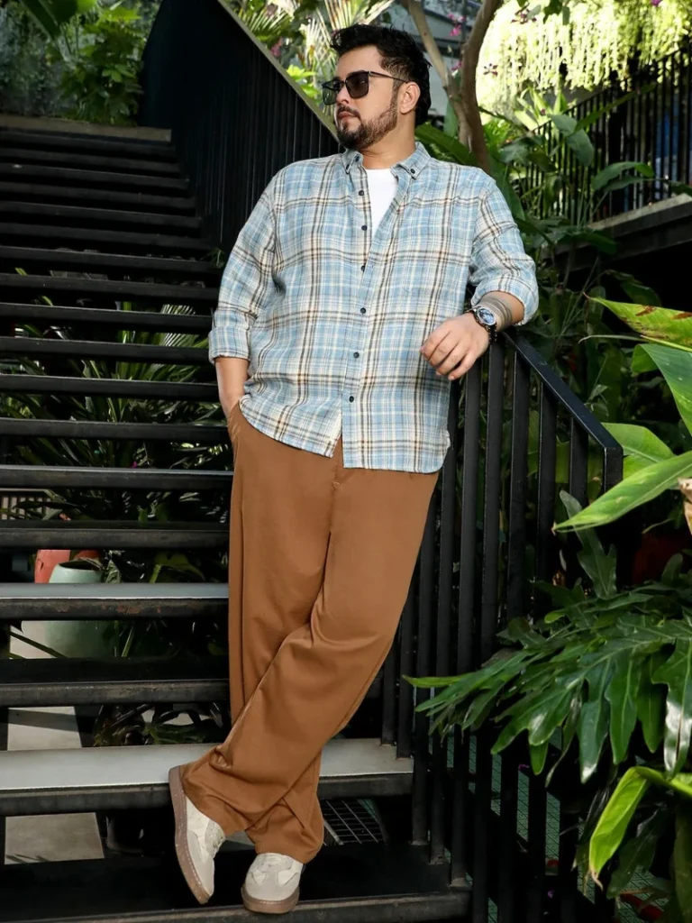 2. White Tee Under a Soft Plaid Overshirt