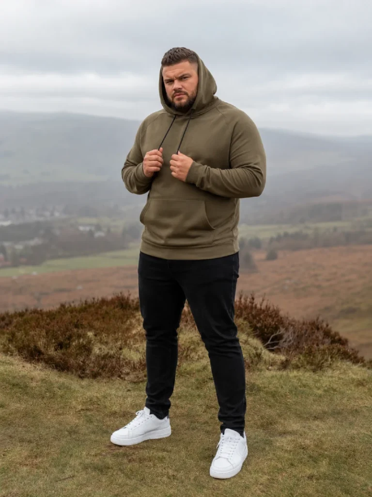 20. Olive Hoodie With Black Jeans