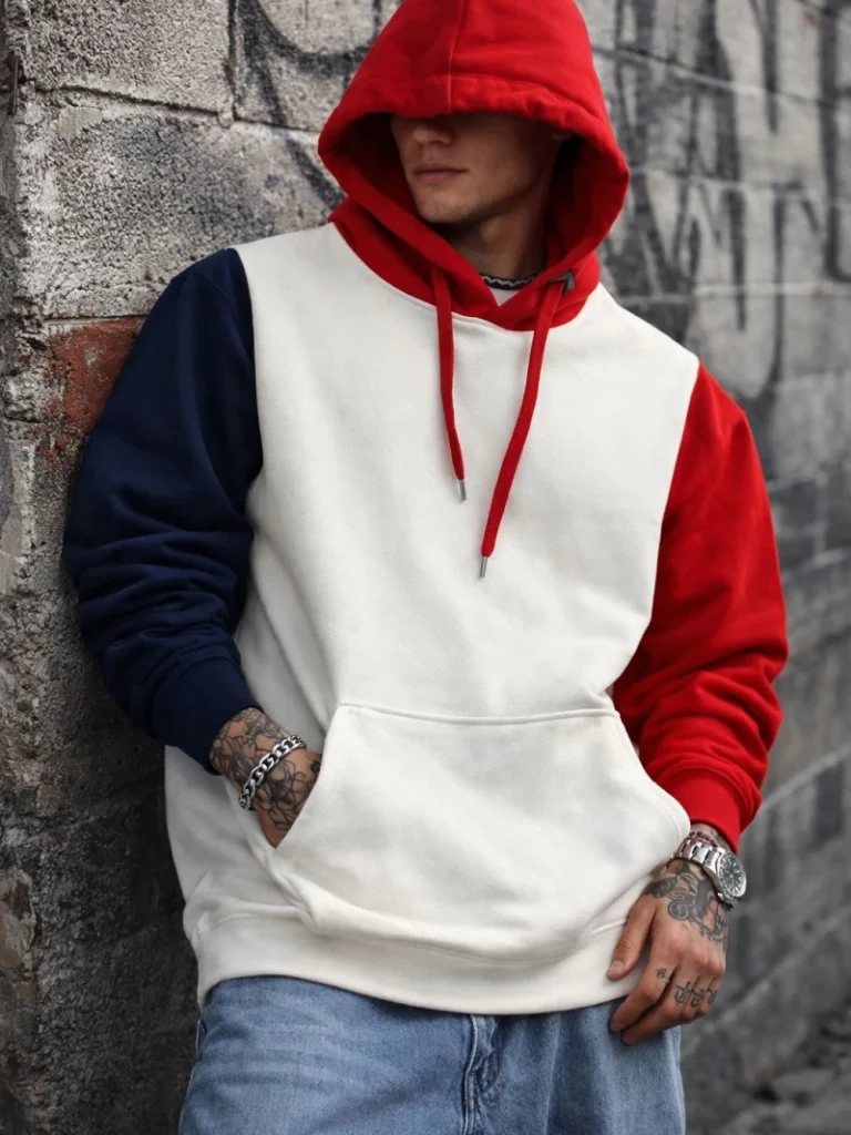 3. Color-Block Hoodie With Light Wash Jeans