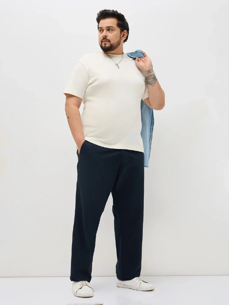 4. Cream T-Shirt With Wide Black Pants