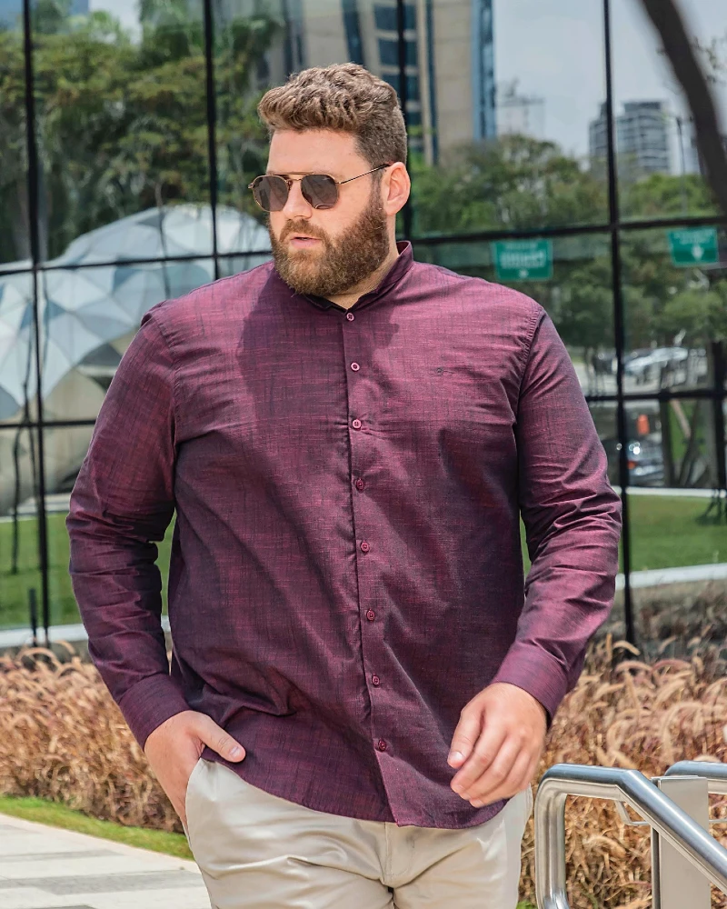 5. Burgundy Button-Up With Light Chinos