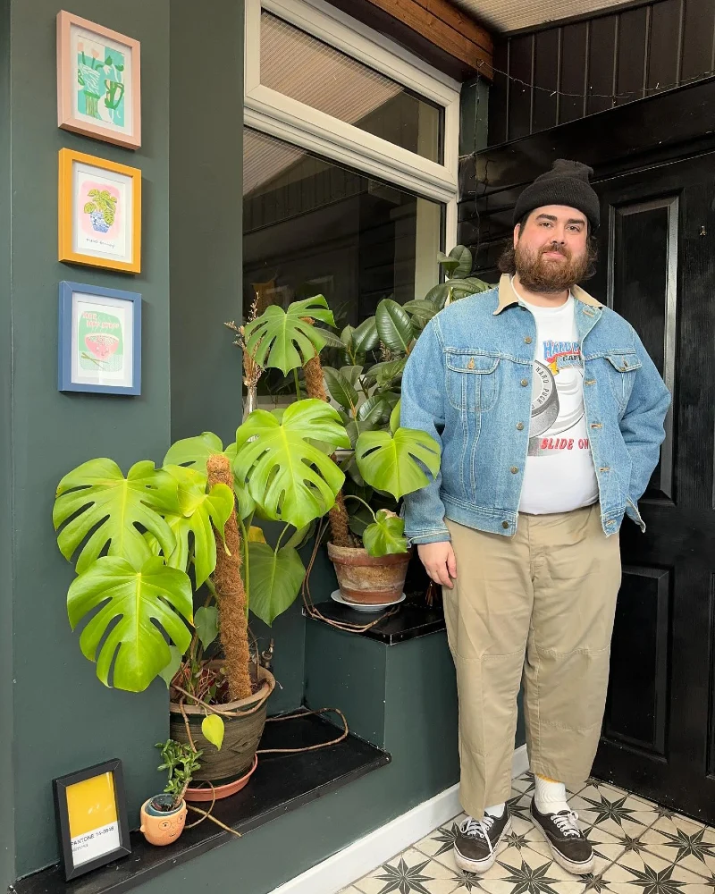 6. Denim Jacket With Graphic Tee and Khaki Pants