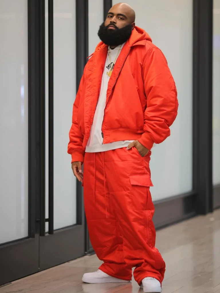 7. Red Streetwear Set With White Sneakers