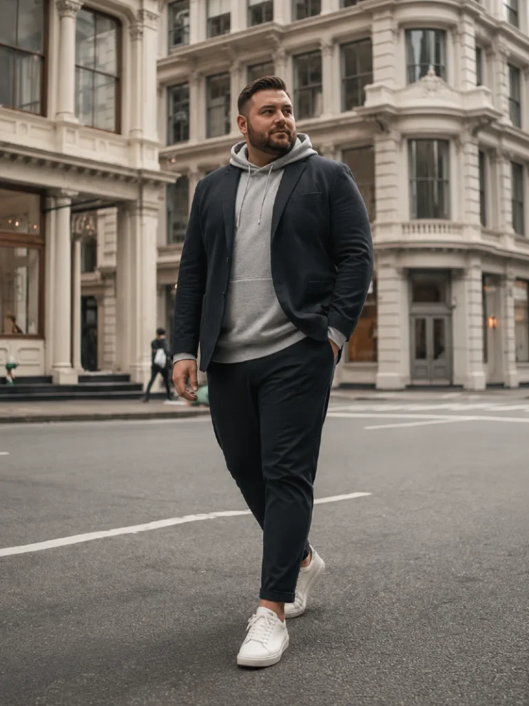 8. Gray Hoodie With a Navy Blazer