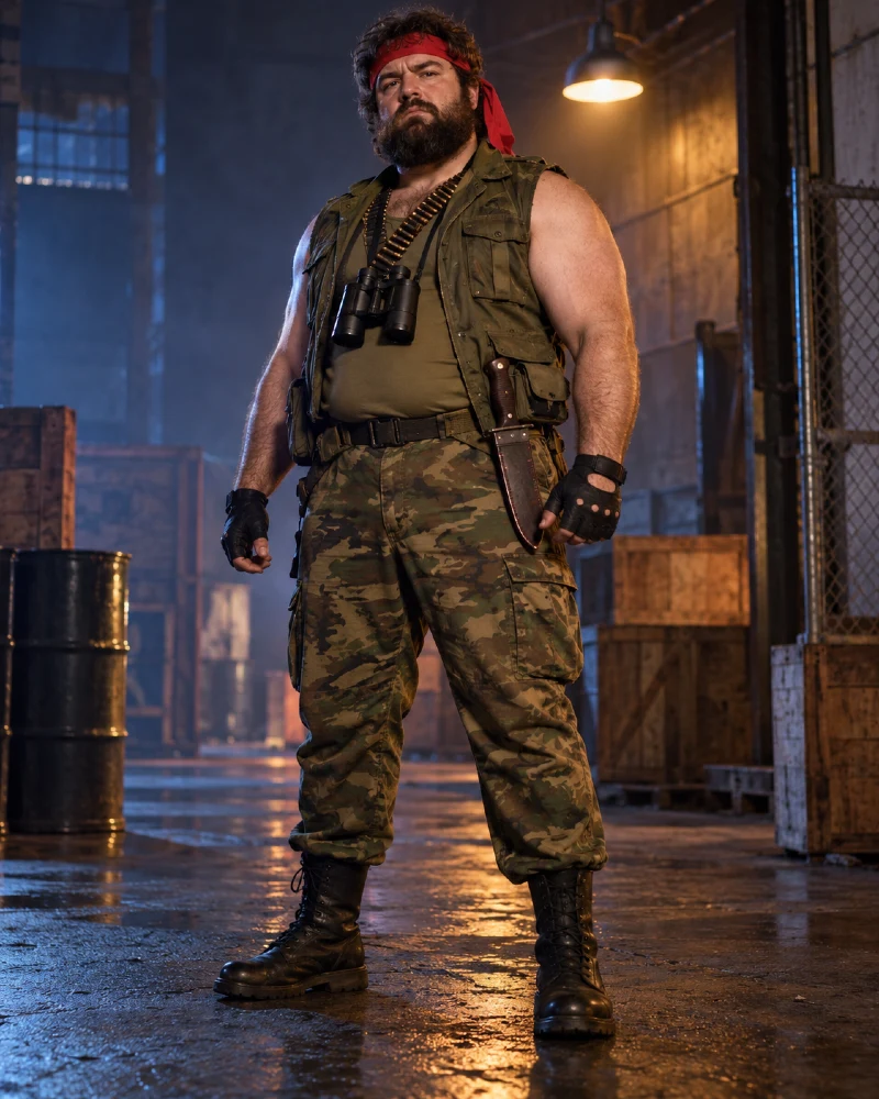 80s Action Hero Commando Costume for Plus Size Men