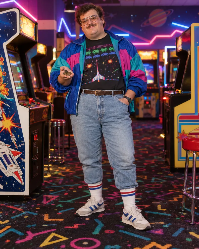 80s Arcade Kid Costume for Plus Size Men