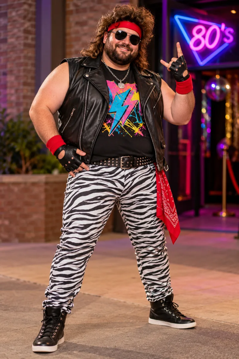 80s Glam Metal Party Costume for Plus Size Men