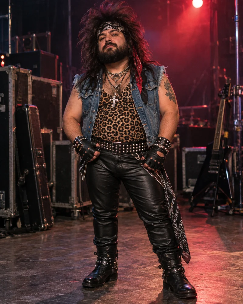 80s Hair Metal Rocker Costume for Plus Size Men