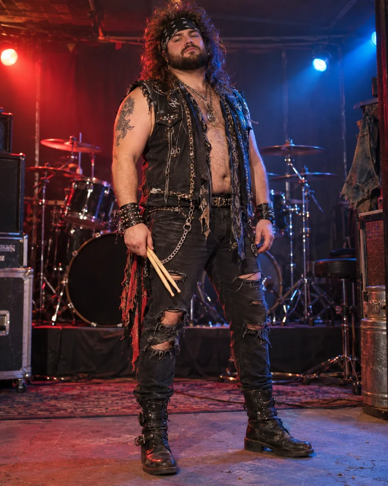 80s Heavy Metal Drummer Costume for Plus Size Men