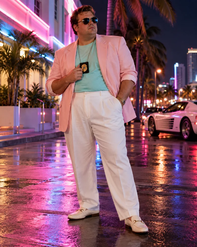 80s Miami Vice Detective Costume for Plus Size Men