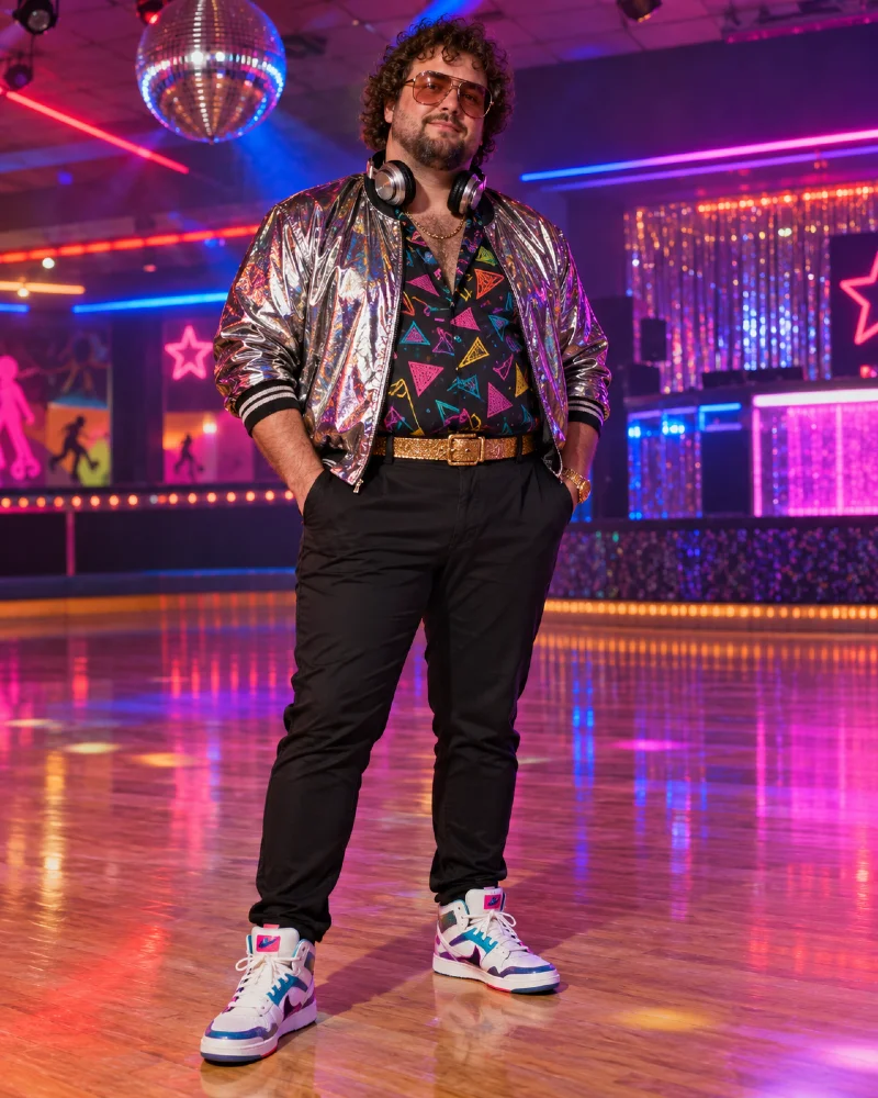 80s Roller Disco DJ Costume for Plus Size Men