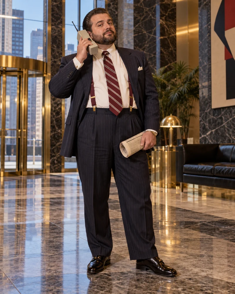 80s Wall Street Power Broker Costume for Plus Size Men