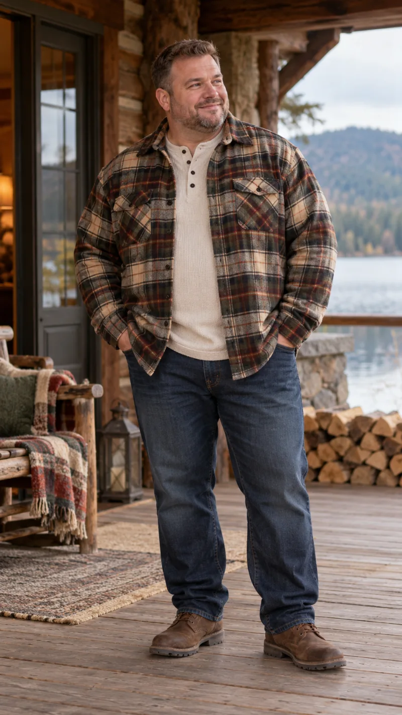 A Heavy Flannel Overshirt With Room Through the Chest