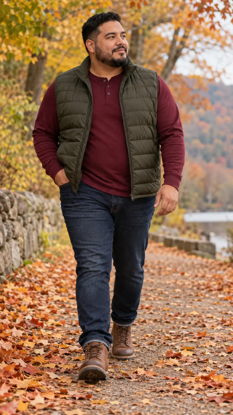A Puffer Vest That Layers Easily Over a Bigger Midsection
