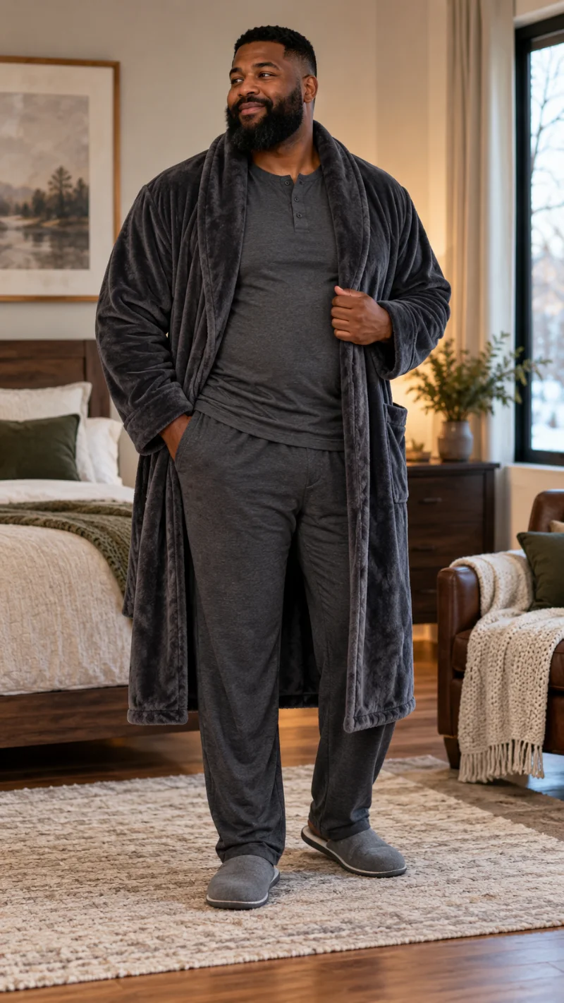 A Soft Lounge Set With a Plush Robe for Extra Warmth