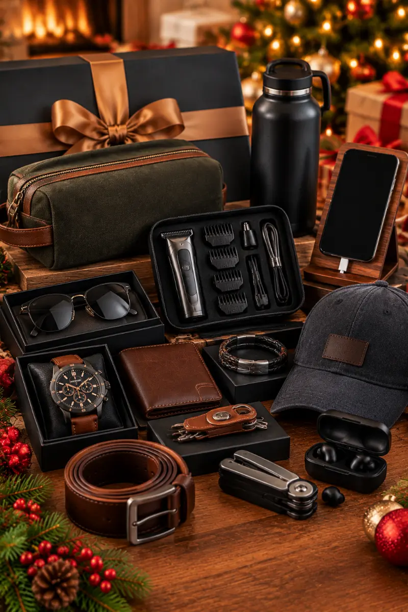 Baseball Cap, Leather Belt, Grooming Kit, and Everyday Accessories Gift Set