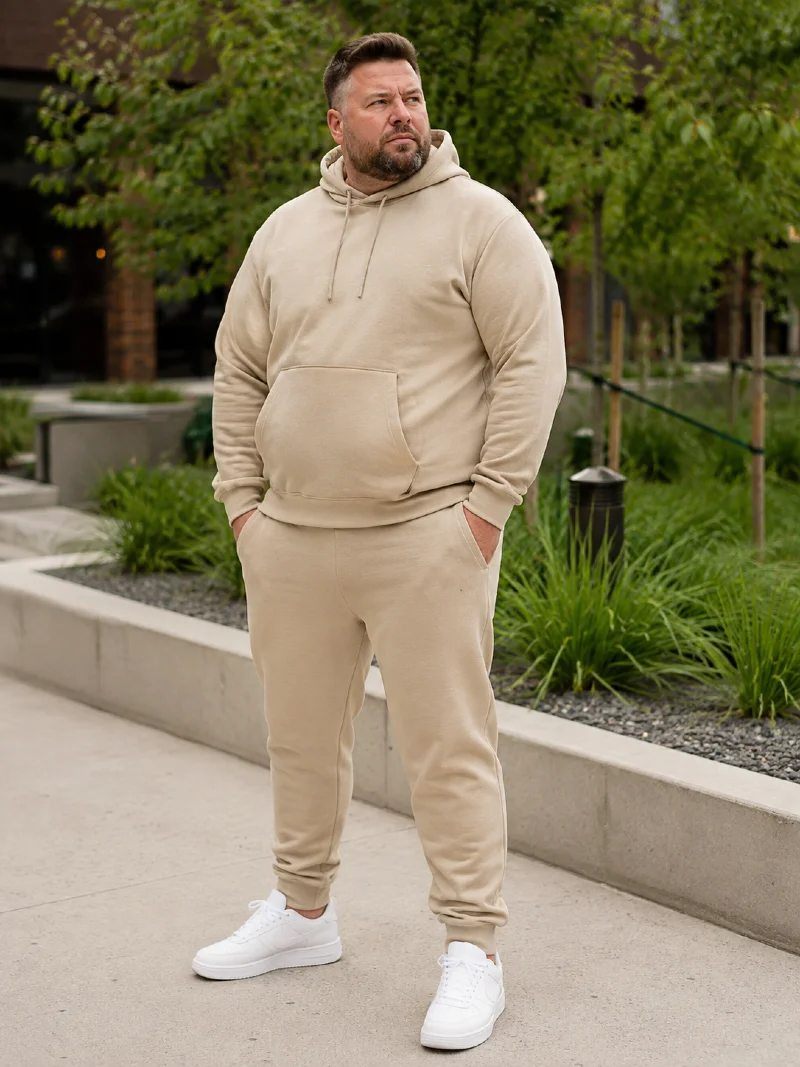 Beige Hoodie and Sweatpants Outfit