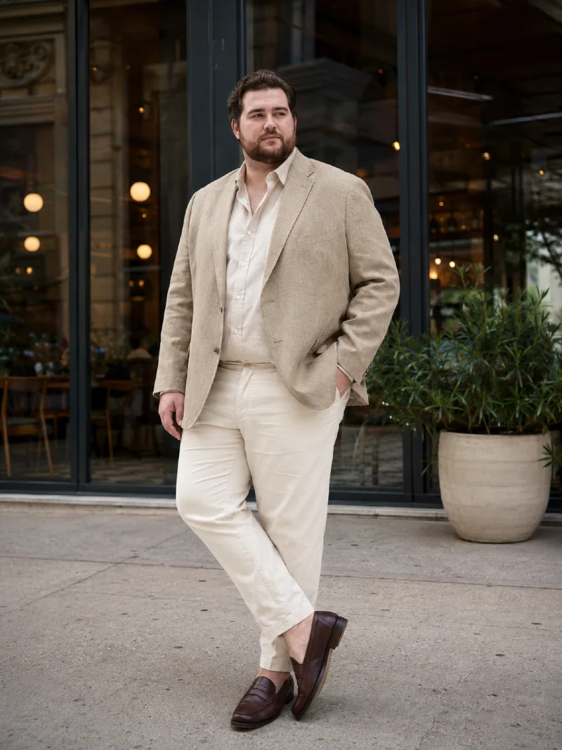 Beige Linen Blazer Outfit